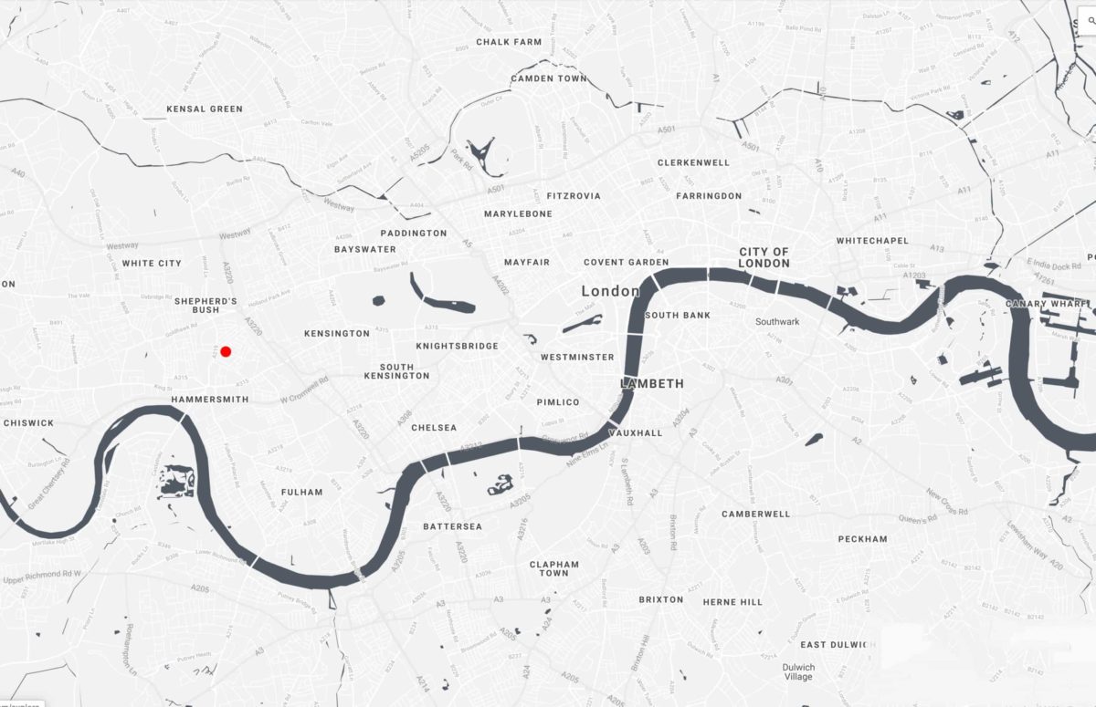 London map Blythe road hammersmith flair studio