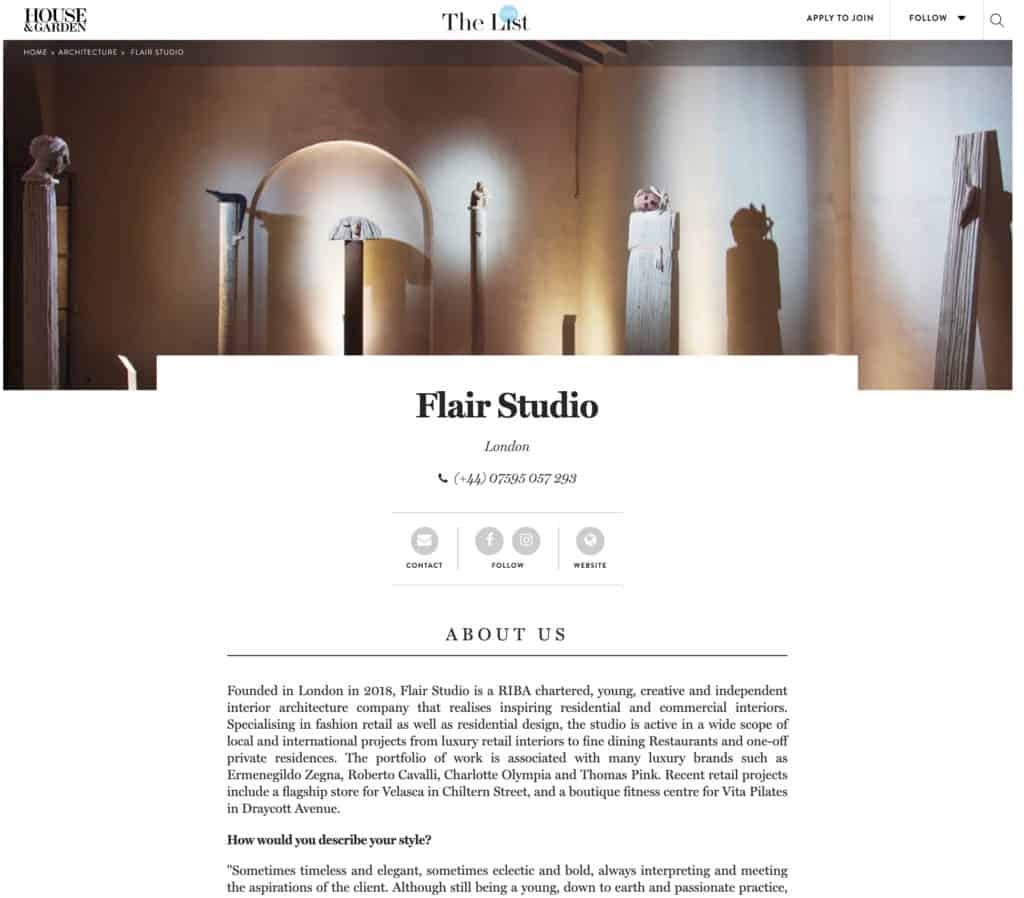 Flair Studio joins The List House and Gardens