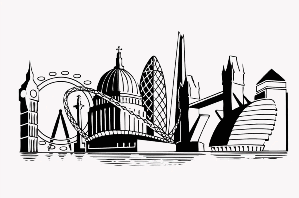 London skyline black and white - flair studio