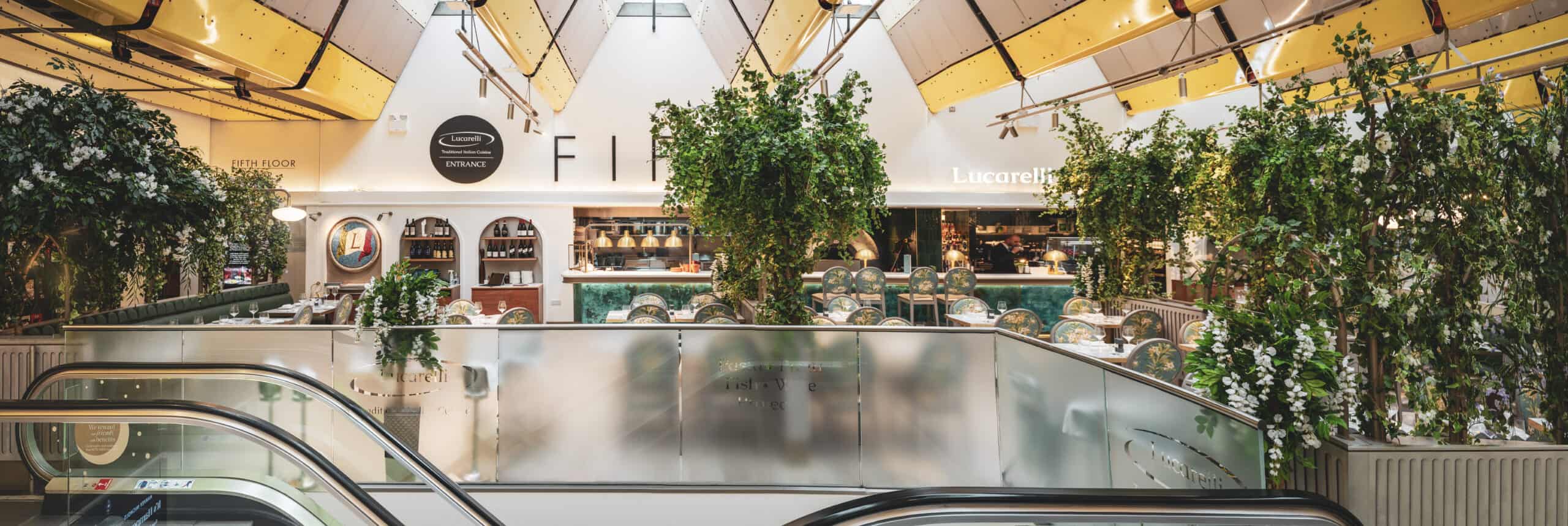 Lucerelli restaurant 5th floor Harvey Nichols London, Flair Studio design