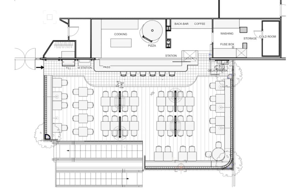 Lucarelli Harvey Nichols, plan drawing, flair studio design