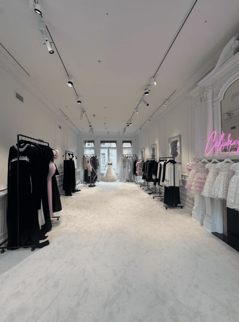 Celia Kritharioti's showroom showcasing houte couture and kids collections in Chelsea