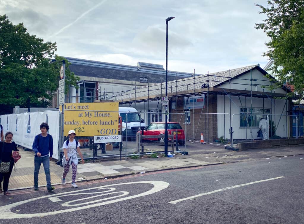 Raphael Nursery, existing exterior, asbestos roof